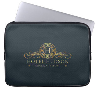 Luxury Hotel Branding Monogrammed Laptop Sleeve