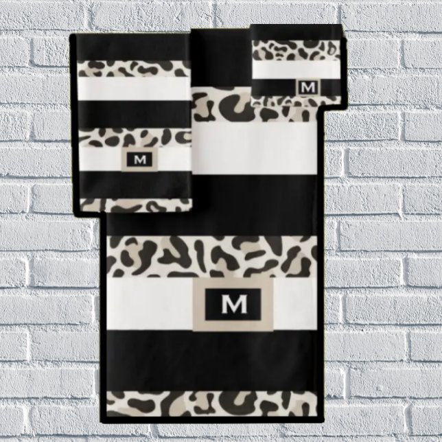 Luxury Hotel Monogram Black Rose Gold White Bath  Bath Towel Set (Creator Uploaded)