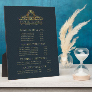 Luxury Hotel Pricing & Services Display Plaque