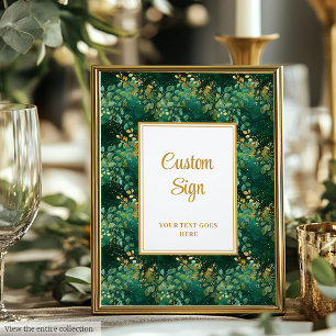 Luxury Hunter Green Gold Eucalyptus Custom Sign