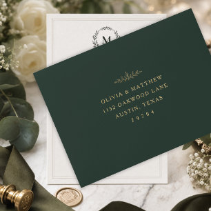 Luxury Hunter Green Wedding Envelope Template