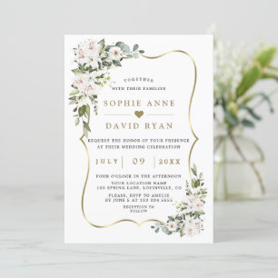 Luxury Imperial White Lilies Rose Gold Wedding  In Invitation