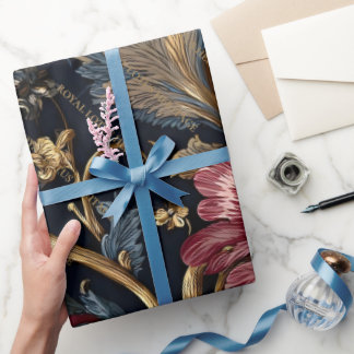Luxury Indian Floral Wrapping Paper Vintage Royal