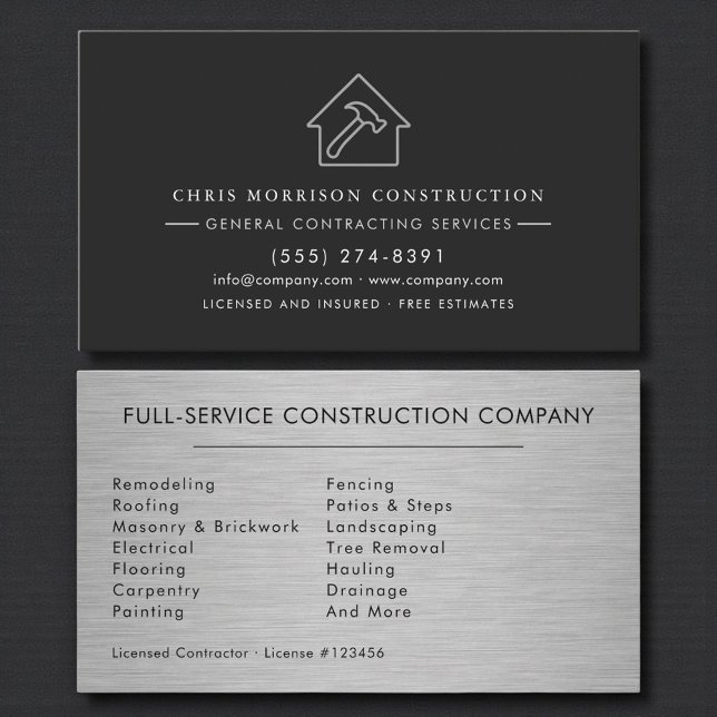 Luxury Industrial Steel Metal Construction Business Card (Creator Uploaded)