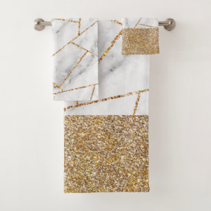 Luxury Interior Marble Stone Glitter Bath Towel Set