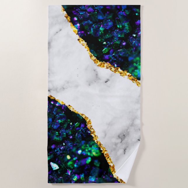 Luxury Interior Marble Stone Glitter  Beach Towel (Front)