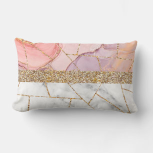 Luxury Interior Marble Stone Glitter Lumbar Cushion