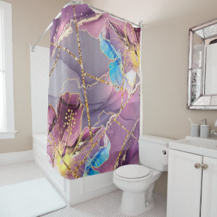 Luxury Interior Marble Stone Glitter Shower Curta Curtain