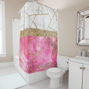 Luxury Interior Marble Stone Glitter Shower Curta Curtain