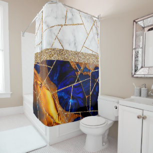 Luxury Interior Marble Stone Glitter  Shower Curta Curtain