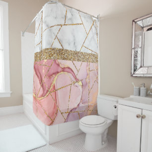 Luxury Interior Marble Stone Glitter Shower Curta Curtain