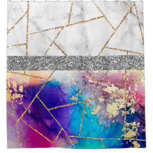 Luxury Interior Marble Stone Glitter  Shower Curta Shower Curtain