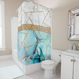 Luxury Interior Marble Stone Glitter Shower Curtain