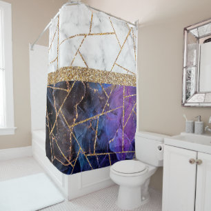 Luxury Interior Marble Stone Glitter Shower Curtain