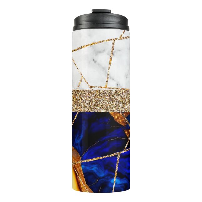 Luxury Interior Marble Stone Glitter Thermal Tumbler (Front)