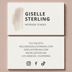 Luxury Interior Stager Neutral Beige Watercolor Business Card