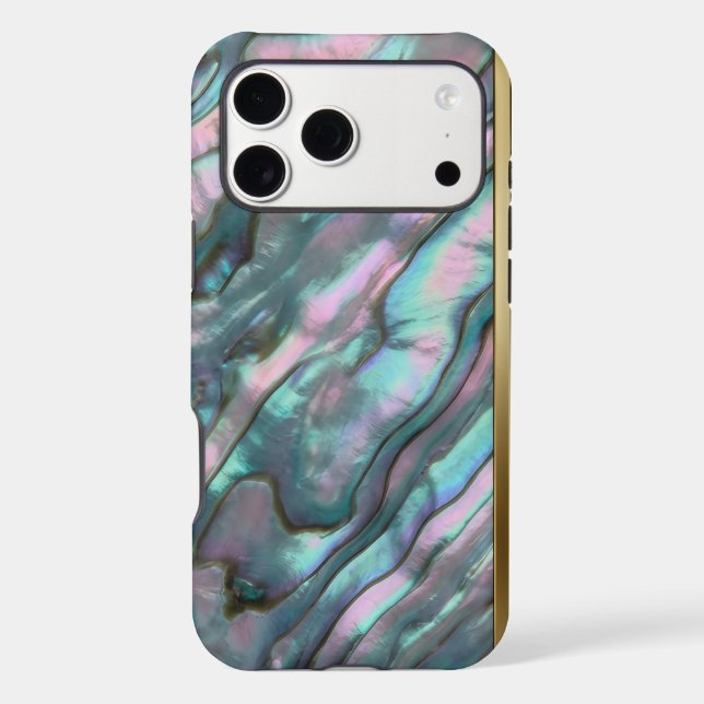Luxury Iridescent Abalone Shell Marble Phone Case (Back)