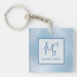 Luxury Iridescent Blue Gradient Key Ring