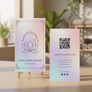 Luxury Iridescent Yoga Teacher Holographic  Business Card