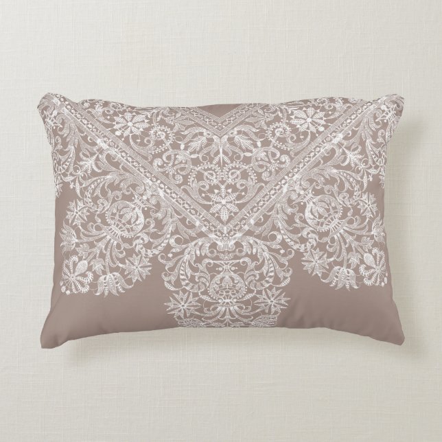 Luxury Italian Lace Pattern Decorative Cushion (Front)