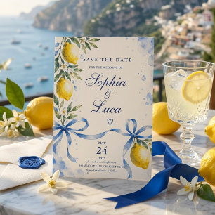 Luxury Italian Lemon Save the Date  Watercolor Invitation