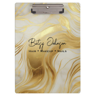 Luxury Ivory and Gold Foil Marbled Clipboard