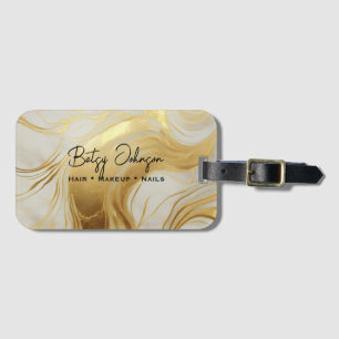 Luxury Ivory and Gold Marbled Luggage Tag