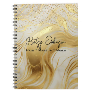 Luxury Ivory Marble and Gold Glitter Notebook