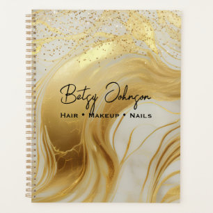 Luxury Ivory Marble and Gold Glitter Planner