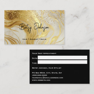 Luxury Ivory Marble Gold Glitter Appointment Card