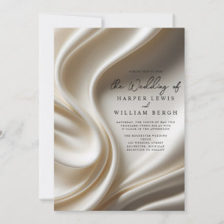 luxury ivory satin wedding invitation