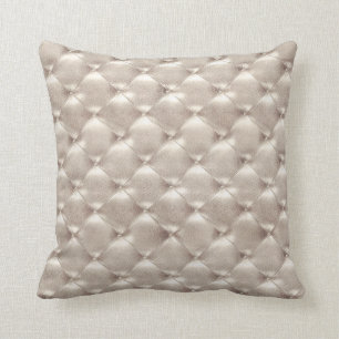 Luxury Ivory Titanium  Tufted Leather Opulent Glam Cushion