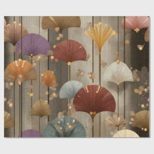 Luxury Japanese Fan Floral Wrapping Paper   Elegan