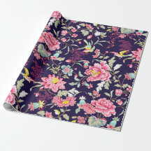 Luxury Japanese Pink Peony and Birds Romantic 