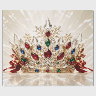 Luxury Jewelled Crown Christmas Wrapping Paper