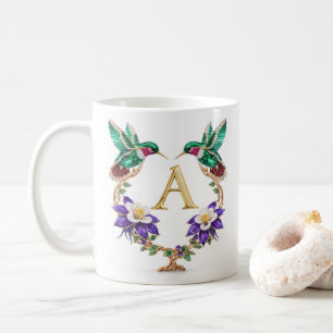 Luxury Jewelled Hummingbird Monogram A  Coffee Mug