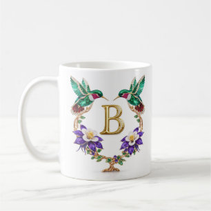 Luxury Jewelled Hummingbird Monogram B Coffee Mug