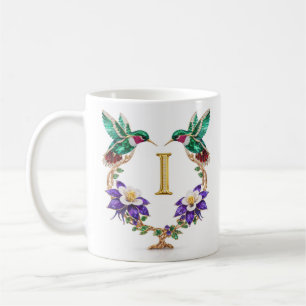 Luxury Jewelled Hummingbird Monogram I Coffee Mug