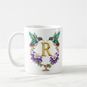 Luxury Jewelled Hummingbird Monogram R Coffee Mug