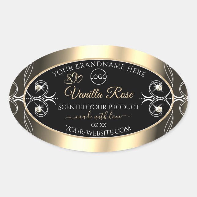 Luxury Jewels Black Gold Decor Product Labels Logo (Front)