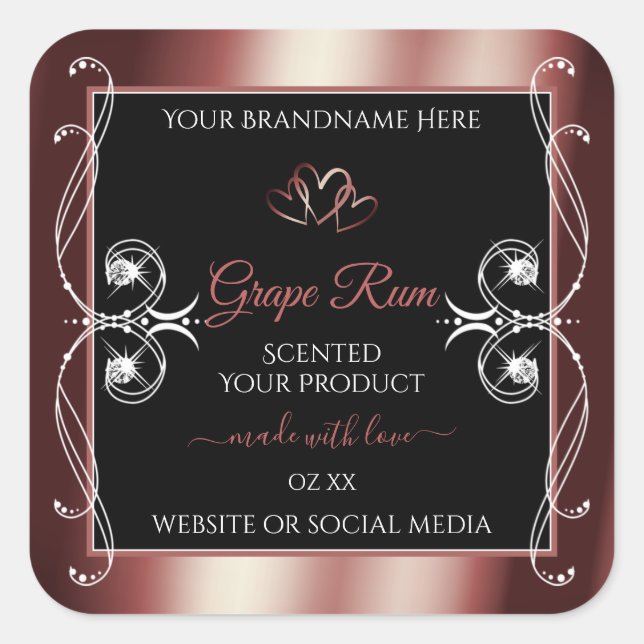 Luxury Jewels Wine Red Black Decor Product Labels (Front)