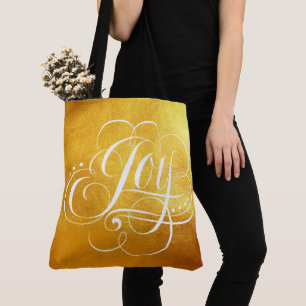 Luxury JOY to the World Christmas Calligraphy Tote Bag