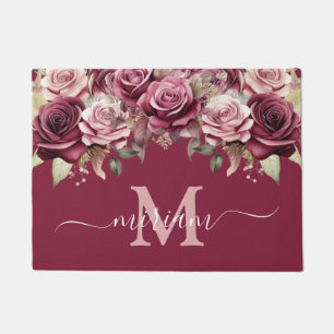 Luxury Kitchen Floor Mat: Rose Gold Purple Flowers Doormat