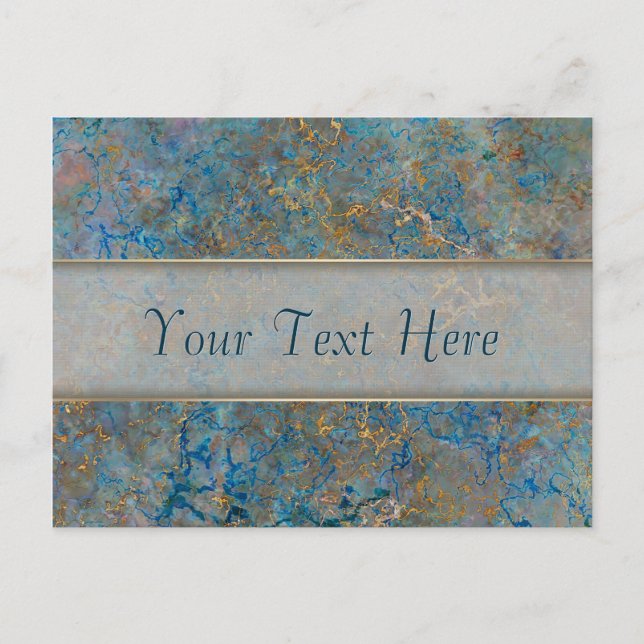 Luxury Lapis Lazuli Blue and Gold Marble Postcard (Front)