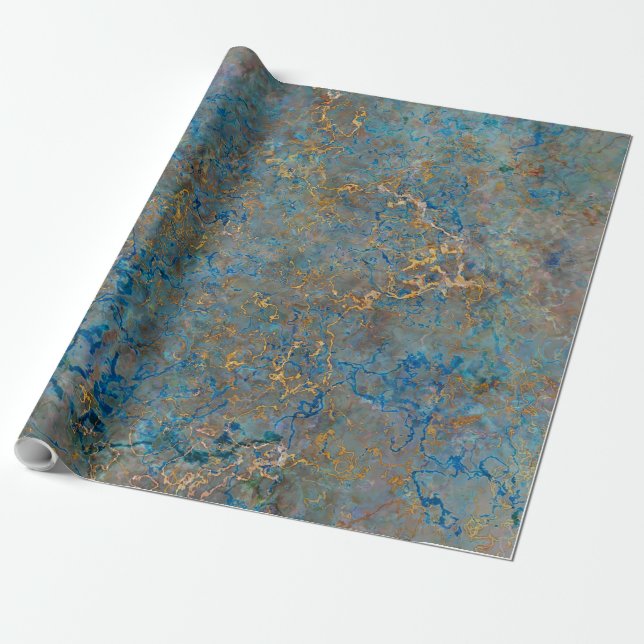 Luxury Lapis Lazuli Marble Wrapping Paper (Unrolled)