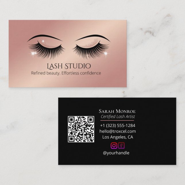 Luxury Lash Design with QR code Business Card (Front/Back)