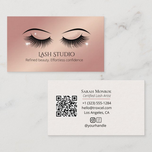 Luxury Lash Design with QR code Business Card (Front/Back)