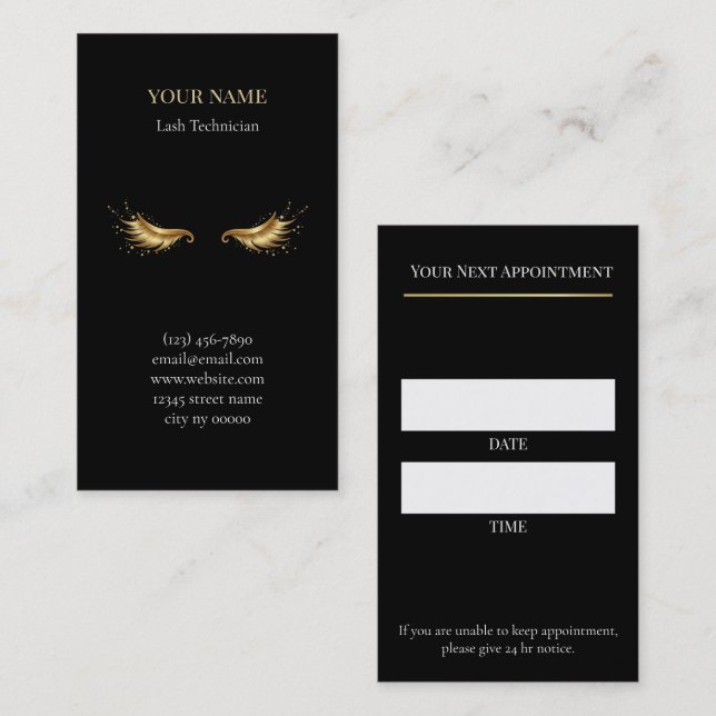 Luxury Lash Technician Appointment Card (Front/Back)