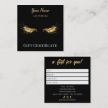 Luxury Lash Technician Gift Certificate Card