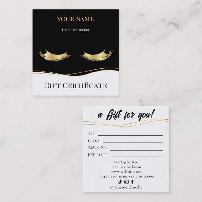 Luxury Lash Technician Gift Certificate Card (Front/Back)